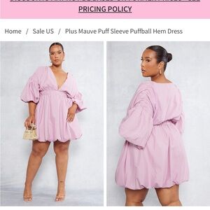 Mauve Puff Sleeve Puffball Hem Dress